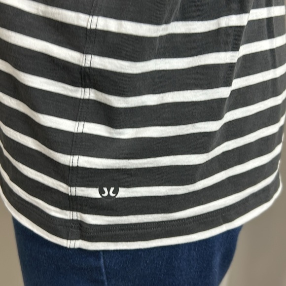 Lululemon All Yours Cotton T Shirt Yachtie Stripe Dark Gray White - Picture 3 of 7